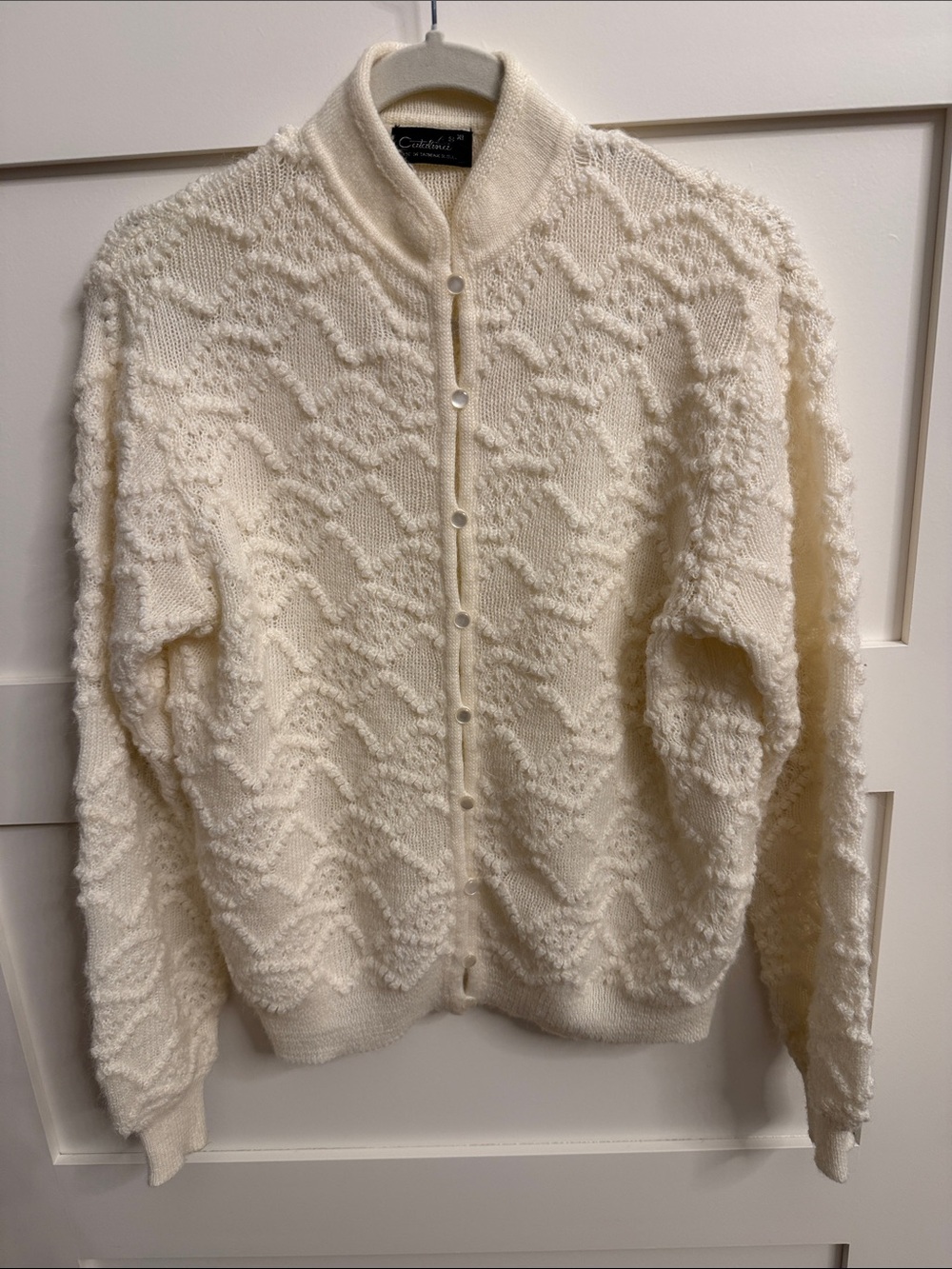 Vintage Catalina Ivory Textured Knit Button-Up Sweater-Grandmacore
